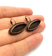 Earring Blank Base Settings Copper Resin Blank Cabochon Base inlay Blank Mountings Antique Copper Plated Brass (22x8mm blank) 1 Set  G14817