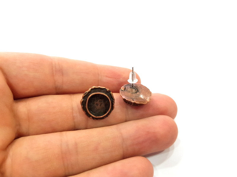 Earring Blank Base Settings Copper Resin Blank Cabochon Base inlay Blank Mountings Antique Copper Plated Brass (10mm blank) 1 Set  G14818