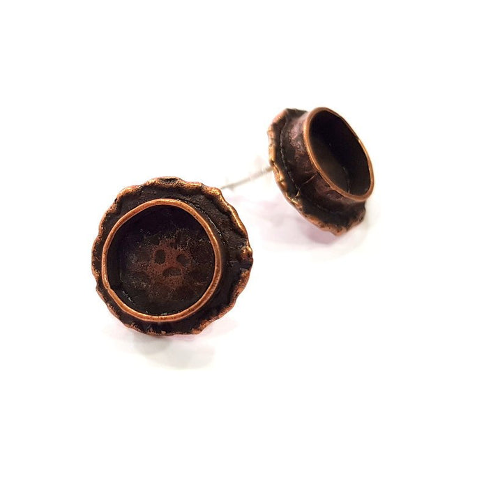 Earring Blank Base Settings Copper Resin Blank Cabochon Base inlay Blank Mountings Antique Copper Plated Brass (10mm blank) 1 Set  G14818