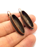 Earring Blank Base Settings Copper Resin Blank Cabochon Base inlay Blank Mountings Antique Copper Plated Brass (30x8mm blank) 1 Set  G14819