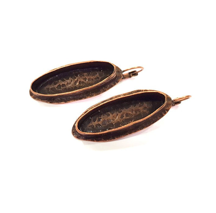 Earring Blank Base Settings Copper Resin Blank Cabochon Base inlay Blank Mountings Antique Copper Plated Brass (30x8mm blank) 1 Set  G14819