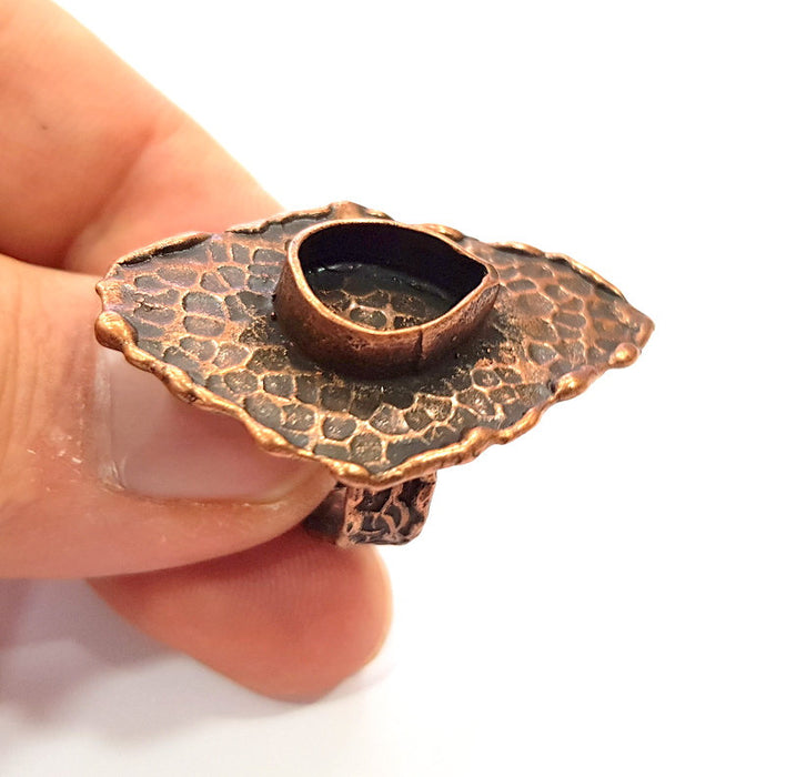 Copper Ring Settings inlay Ring Blank Mosaic Ring Bezel Base Cabochon Mountings ( 13x9 mm blank) Antique Copper Plated Brass G14820