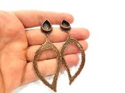 Earring Blank Base Settings Copper Resin Blank Cabochon Base inlay Blank Mountings Antique Copper Plated Brass (14x10mm blank) 1 Set  G14821