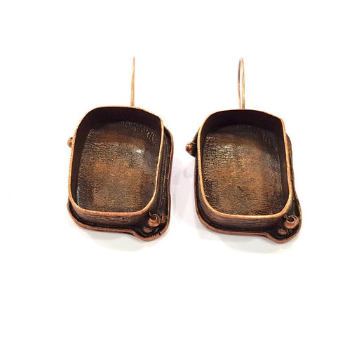 Earring Blank Base Settings Copper Resin Blank Cabochon Base inlay Blank Mountings Antique Copper Plated Brass (25x18mm blank) 1 Set  G14823