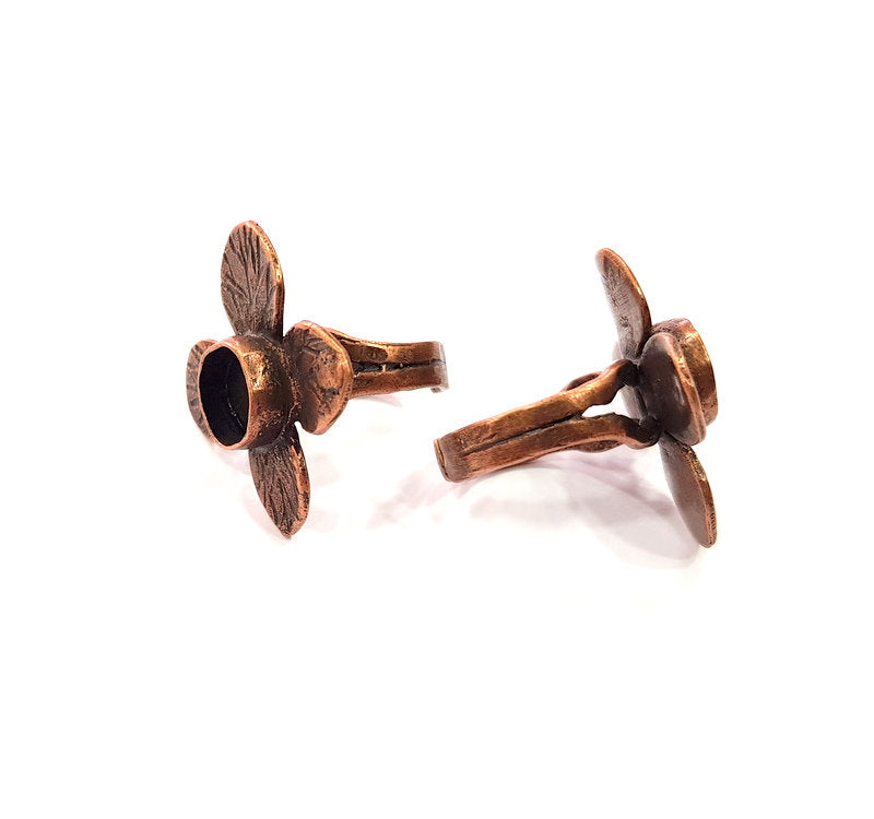 Copper Ring Settings inlay Ring Blank Mosaic Ring Bezel Base Cabochon Mountings ( 10 mm blank) Antique Copper Plated Brass G14824
