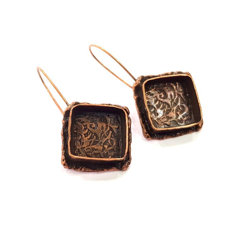 Earring Blank Base Settings Copper Resin Blank Cabochon Base inlay Blank Mountings Antique Copper Plated Brass (15mm blank) 1 Set  G14827