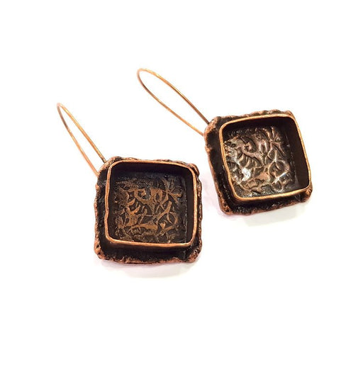 Earring Blank Base Settings Copper Resin Blank Cabochon Base inlay Blank Mountings Antique Copper Plated Brass (15mm blank) 1 Set  G14827