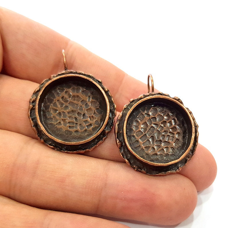 Earring Blank Base Settings Copper Resin Blank Cabochon Base inlay Blank Mountings Antique Copper Plated Brass (20mm blank) 1 Set  G14829