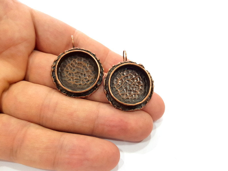 Earring Blank Base Settings Copper Resin Blank Cabochon Base inlay Blank Mountings Antique Copper Plated Brass (20mm blank) 1 Set  G14829