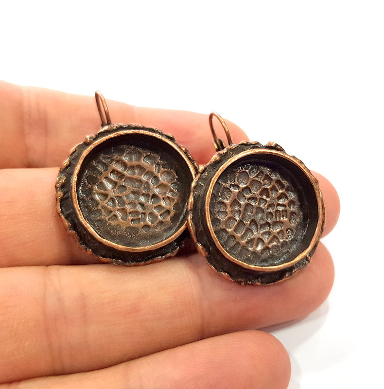 Earring Blank Base Settings Copper Resin Blank Cabochon Base inlay Blank Mountings Antique Copper Plated Brass (20mm blank) 1 Set  G14829
