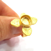 Gold Ring Settings Blank inlay Ring Mosaic Ring Bezel Base Cabochon Mountings Adjustable (10mm blank ) Gold Plated Brass G14833