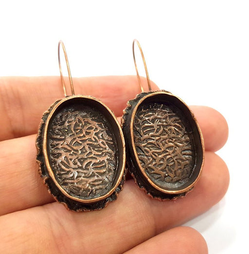 Earring Blank Base Settings Copper Resin Blank Cabochon Base inlay Blank Mountings Antique Copper Plated Brass (25x18mm blank) 1 Set  G14829