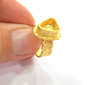 Gold Ring Settings Blank inlay Ring Mosaic Ring Bezel Base Cabochon Mountings Adjustable (9x7mm blank ) Gold Plated Brass G14840