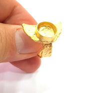 Gold Ring Settings Blank inlay Ring Mosaic Ring Bezel Base Cabochon Mountings Adjustable (10mm blank ) Gold Plated Brass G14843