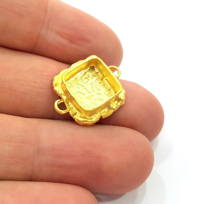 Gold Pendant Blank Connector Mosaic Base inlay Blank Necklace Blank Resin Blank Mountings Gold Plated Brass ( 10mm blank ) G14845