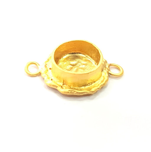 Gold Pendant Blank Connector Mosaic Base inlay Blank Necklace Blank Resin Blank Mountings Gold Plated Brass ( 10mm blank ) G14847