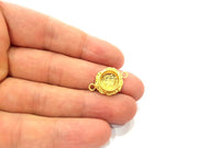 Gold Pendant Blank Connector Mosaic Base inlay Blank Necklace Blank Resin Blank Mountings Gold Plated Brass ( 10mm blank ) G14847