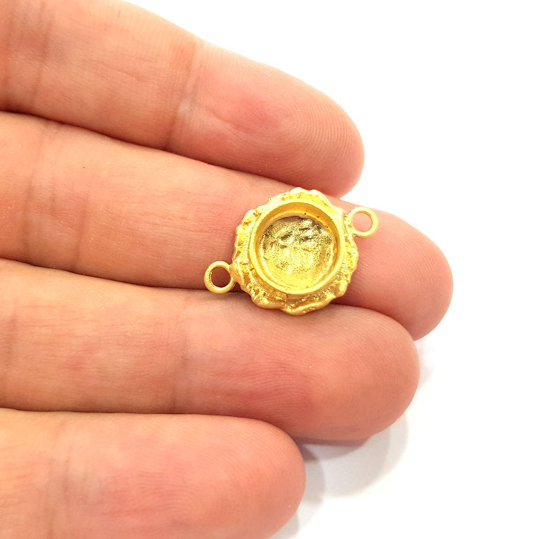 Gold Pendant Blank Connector Mosaic Base inlay Blank Necklace Blank Resin Blank Mountings Gold Plated Brass ( 10mm blank ) G14847