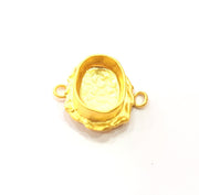 Gold Pendant Blank Connector Mosaic Base inlay Blank Necklace Blank Resin Blank Mountings Gold Plated Brass ( 14x10mm blank ) G14844