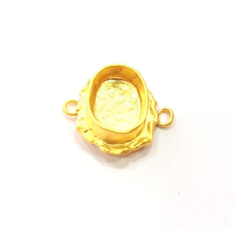 Gold Pendant Blank Connector Mosaic Base inlay Blank Necklace Blank Resin Blank Mountings Gold Plated Brass ( 14x10mm blank ) G14844