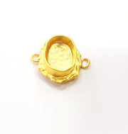 Gold Pendant Blank Connector Mosaic Base inlay Blank Necklace Blank Resin Blank Mountings Gold Plated Brass ( 14x10mm blank ) G14844