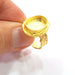 Gold Ring Settings Blank inlay Ring Mosaic Ring Bezel Base Cabochon Mountings Adjustable (14x10mm blank ) Gold Plated Brass G14849