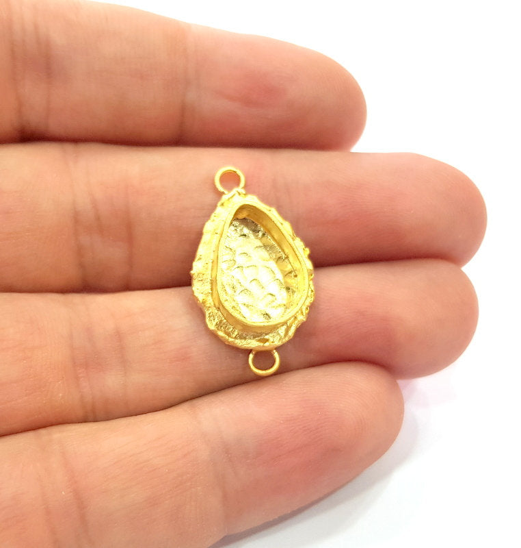 Gold Pendant Blank Connector Mosaic Base inlay Blank Necklace Blank Resin Blank Mountings Gold Plated Brass ( 14x10mm blank ) G14852