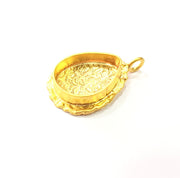 Gold Pendant Blank Mosaic Base inlay Blank Necklace Blank Resin Blank Mountings Gold Plated Brass ( 20x15mm blank ) G14855