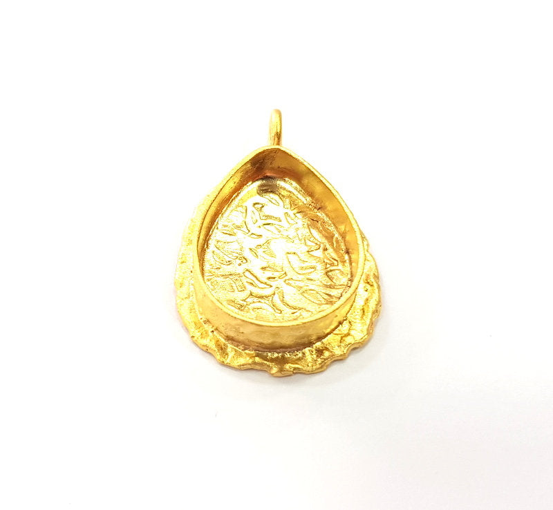 Gold Pendant Blank Mosaic Base inlay Blank Necklace Blank Resin Blank Mountings Gold Plated Brass ( 20x15mm blank ) G14855