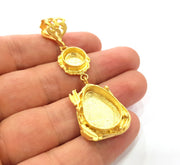 Gold Pendant Blank Mosaic Base inlay Blank Necklace Blank Resin Blank Mountings Gold Plated Brass ( 20x15mm+10mm blank ) G14854