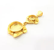 Gold Pendant Blank Mosaic Base inlay Blank Necklace Blank Resin Blank Mountings Gold Plated Brass ( 16mm+10mm blank ) G14856