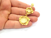 Gold Pendant Blank Mosaic Base inlay Blank Necklace Blank Resin Blank Mountings Gold Plated Brass ( 16mm+10mm blank ) G14856