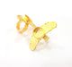 Gold Ring Settings Blank inlay Ring Mosaic Ring Bezel Base Cabochon Mountings Adjustable (14mm blank ) Gold Plated Brass G14861