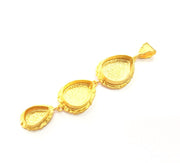 Gold Pendant Blank Mosaic Base inlay Blank Necklace Blank Resin Blank Mountings Gold Plated Brass ( 25x18mm+18x13mm+14x10mm blank ) G14864