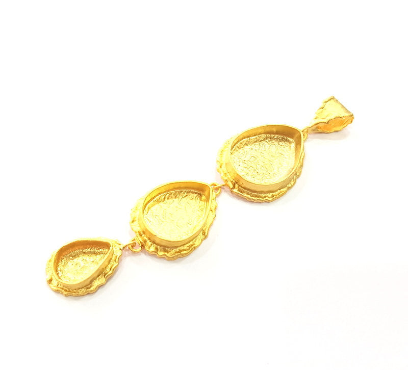 Gold Pendant Blank Mosaic Base inlay Blank Necklace Blank Resin Blank Mountings Gold Plated Brass ( 25x18mm+18x13mm+14x10mm blank ) G14864