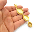 Gold Pendant Blank Mosaic Base inlay Blank Necklace Blank Resin Blank Mountings Gold Plated Brass ( 25x18mm+18x13mm+14x10mm blank ) G14864