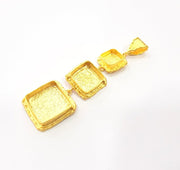 Gold Pendant Blank Mosaic Base inlay Blank Necklace Blank Resin Blank Mountings Gold Plated Brass ( 18mm+14mm+10mm blank ) G14865
