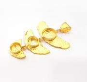 Gold Pendant Blank Mosaic Base inlay Blank Necklace Blank Resin Blank Mountings Gold Plated Brass ( 14mm+10mm+10mm blank ) G14866