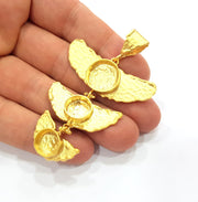 Gold Pendant Blank Mosaic Base inlay Blank Necklace Blank Resin Blank Mountings Gold Plated Brass ( 14mm+10mm+10mm blank ) G14866