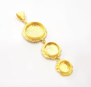 Gold Pendant Blank Mosaic Base inlay Blank Necklace Blank Resin Blank Mountings Gold Plated Brass ( 20mm+14mm+10mm blank ) G14867