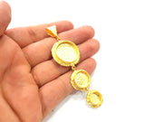 Gold Pendant Blank Mosaic Base inlay Blank Necklace Blank Resin Blank Mountings Gold Plated Brass ( 20mm+14mm+10mm blank ) G14867