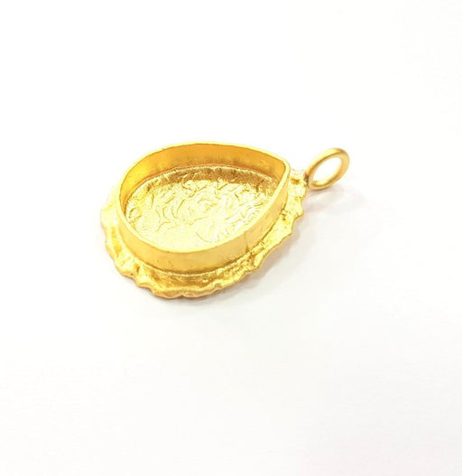 Gold Pendant Blank Mosaic Base inlay Blank Necklace Blank Resin Blank Mountings Gold Plated Brass ( 20x15mm blank ) G14868