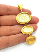 Gold Pendant Blank Mosaic Base inlay Blank Necklace Blank Resin Blank Mountings Gold Plated Brass ( 25x18mm+18x13mm+14x10mm blank ) G14869
