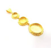 Gold Pendant Blank Mosaic Base inlay Blank Necklace Blank Resin Blank Mountings Gold Plated Brass ( 20mm+14mm+10mm blank ) G14871
