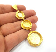 Gold Pendant Blank Mosaic Base inlay Blank Necklace Blank Resin Blank Mountings Gold Plated Brass ( 20mm+14mm+10mm blank ) G14871