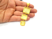 Gold Pendant Blank Mosaic Base inlay Blank Necklace Blank Resin Blank Mountings Gold Plated Brass ( 18mm+14mm+10mm blank ) G14872
