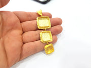Gold Pendant Blank Mosaic Base inlay Blank Necklace Blank Resin Blank Mountings Gold Plated Brass ( 18mm+14mm+10mm blank ) G14872