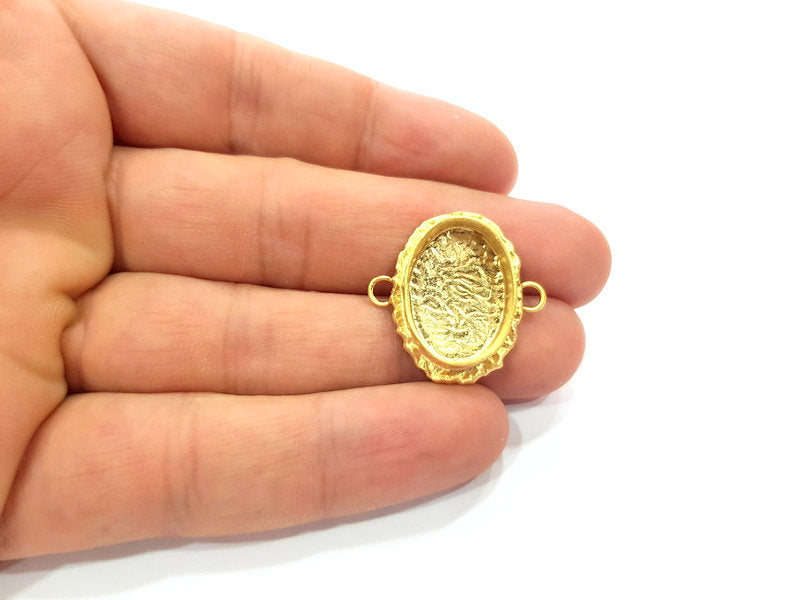 Gold Pendant Blank Connector Mosaic Base inlay Blank Necklace Blank Resin Blank Mountings Gold Plated Brass ( 20x14mm blank ) G14873