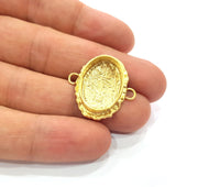 Gold Pendant Blank Connector Mosaic Base inlay Blank Necklace Blank Resin Blank Mountings Gold Plated Brass ( 20x14mm blank ) G14873