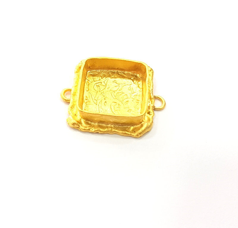 Gold Pendant Blank Connector Mosaic Base inlay Blank Necklace Blank Resin Blank Mountings Gold Plated Brass ( 15mm blank ) G14874
